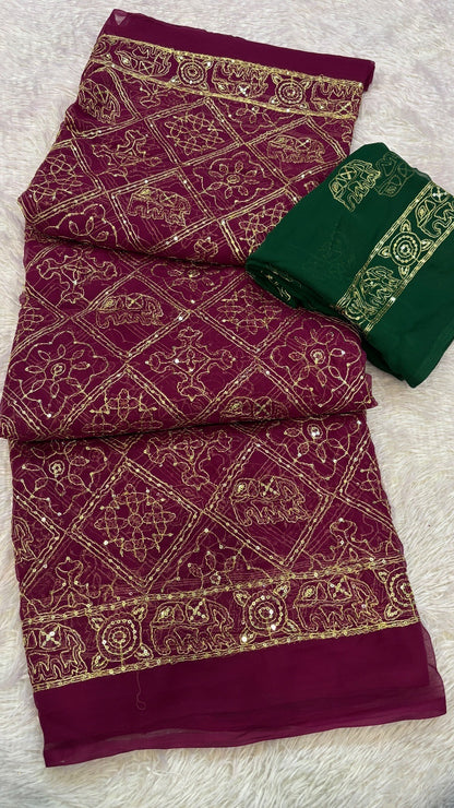 Heritage Gharchola Saree with Sequence Work