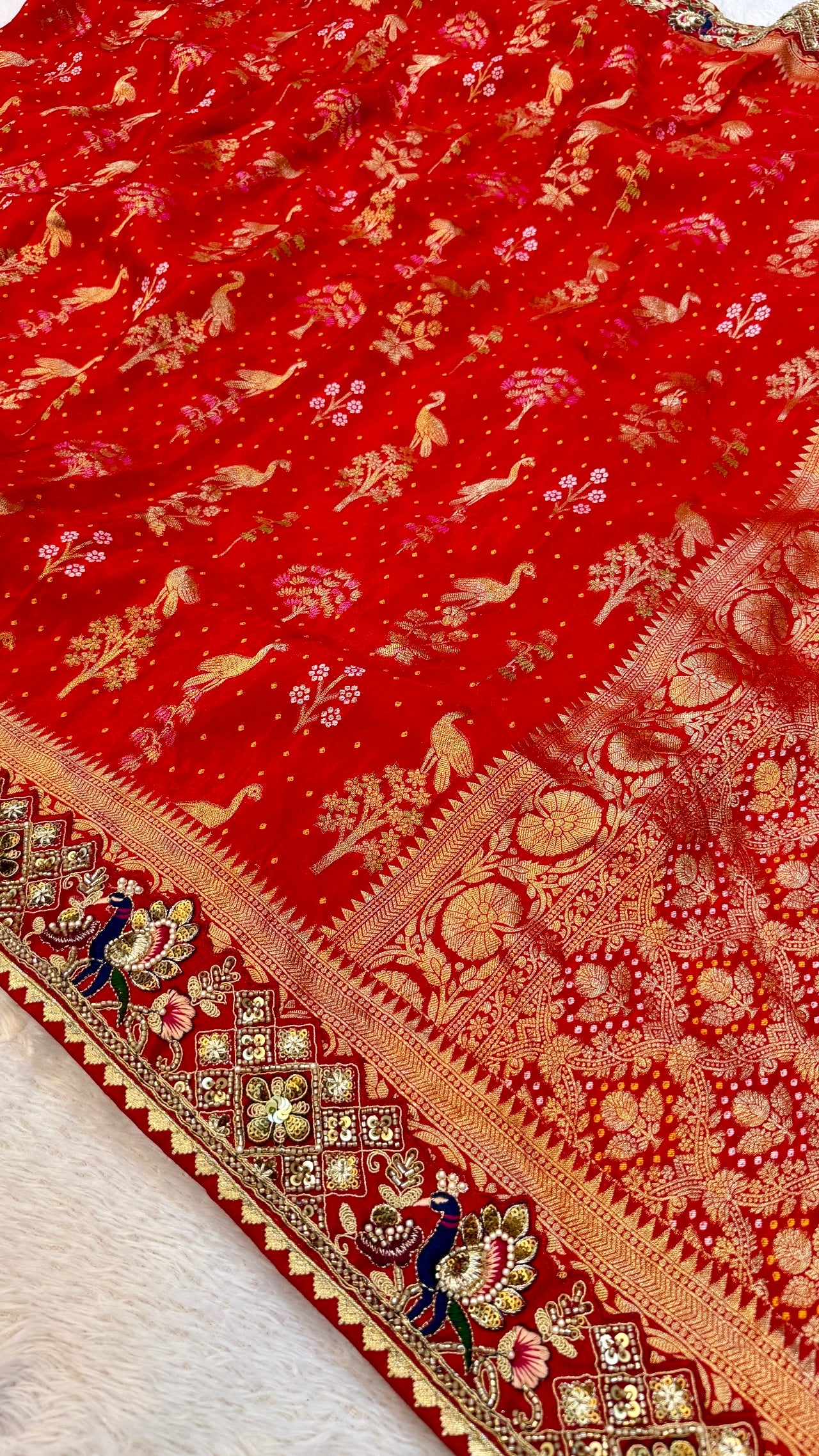Laal Pari - The Handloom Atelier Handwork Saree (Mayur Vatika)