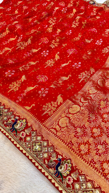 Laal Pari - The Handloom Atelier Handwork Saree (Mayur Vatika)