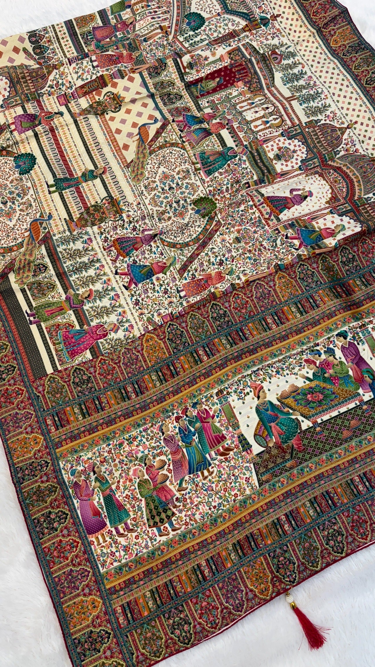 Pure Hand Weaving Kalamkari Saree (Delhi Darbar)