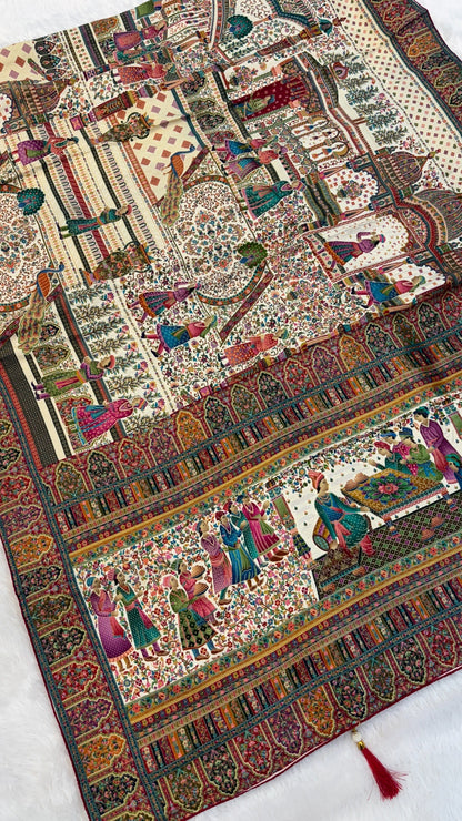 Pure Hand Weaving Kalamkari Saree (Delhi Darbar)