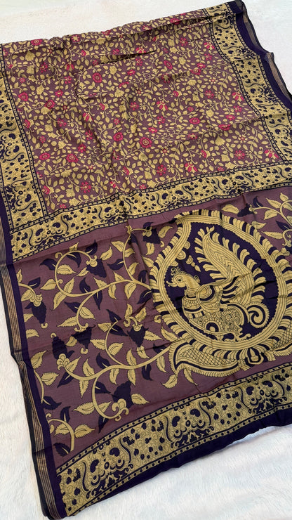 Royal Peacock Kalamkari Saree