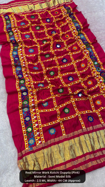 Real Mirror Kutchi Work Duppta (70+ Original Mirror)