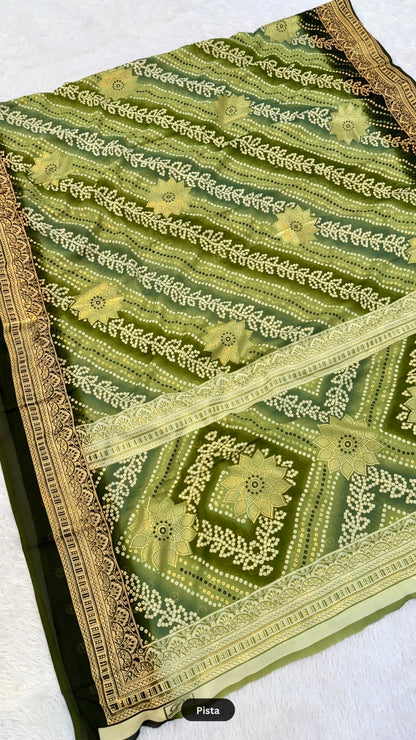 Floral Lehariya Saree