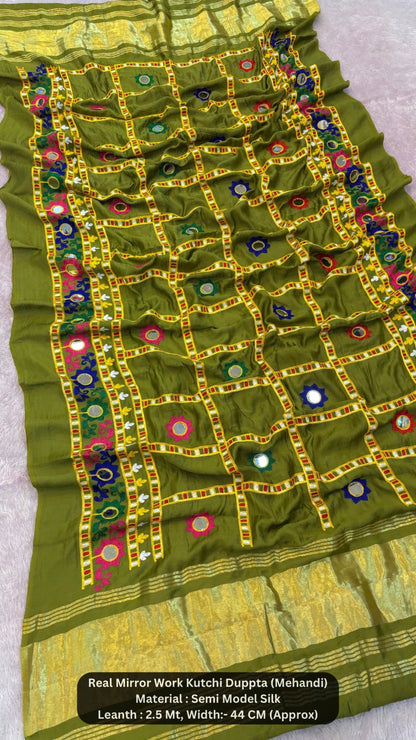 Real Mirror Kutchi Work Duppta (70+ Original Mirror)