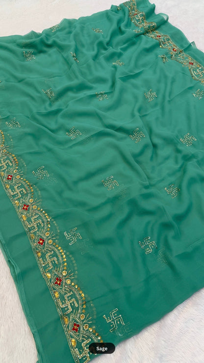 Rajasthani Handwork Swastik Saree