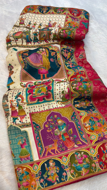Pure Hand Weaving Kalamkari Saree