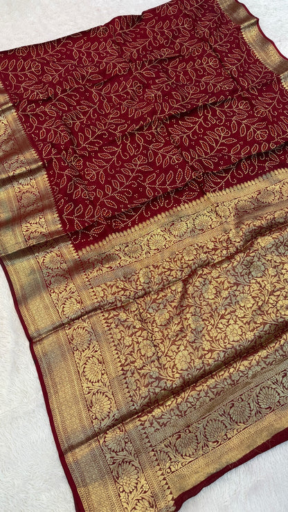 Banarasi Ambadal Bandhani Saree : VJ