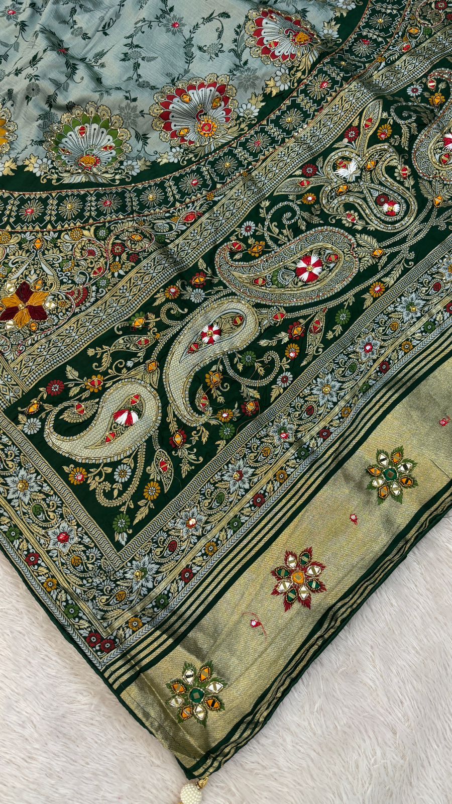 Antique Work, Marriage Season Saree (Green)