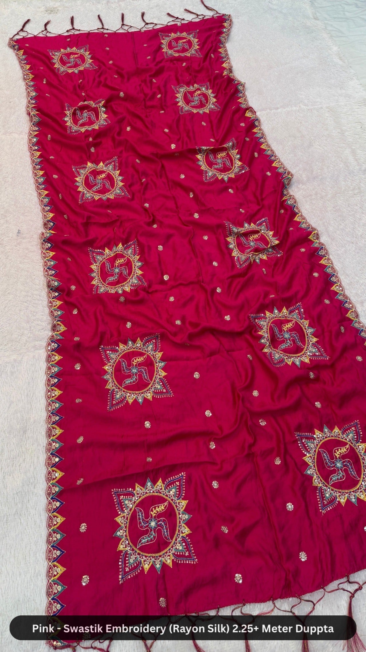 Swastik Embroidery Work Duppta