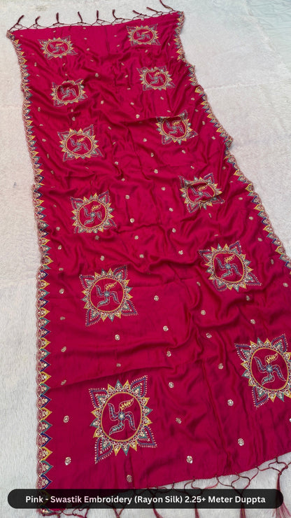 Swastik Embroidery Work Duppta