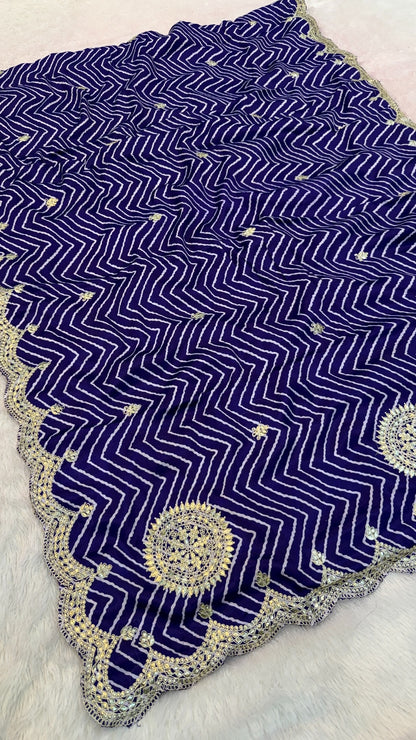 Lehariya Saree With Gottapatti Work