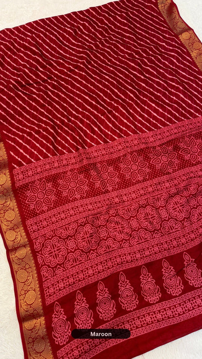 Chiffon Lehariya Saree - Perfect Festive pick !!