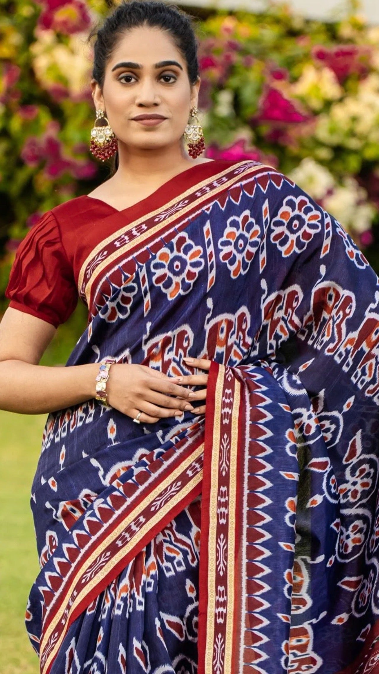 Ethnic Blue Patola Saree