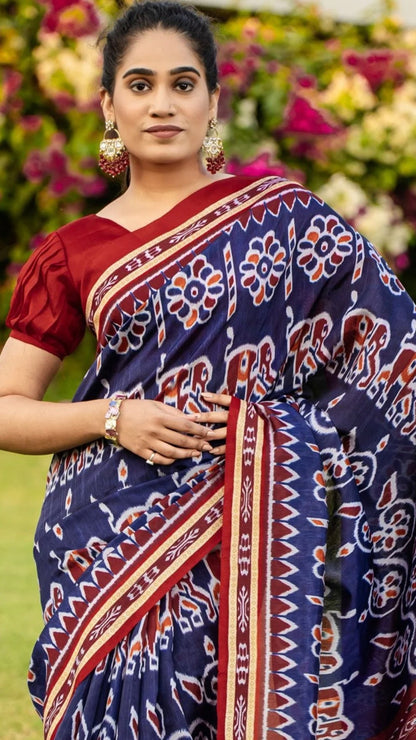 Ethnic Blue Patola Saree