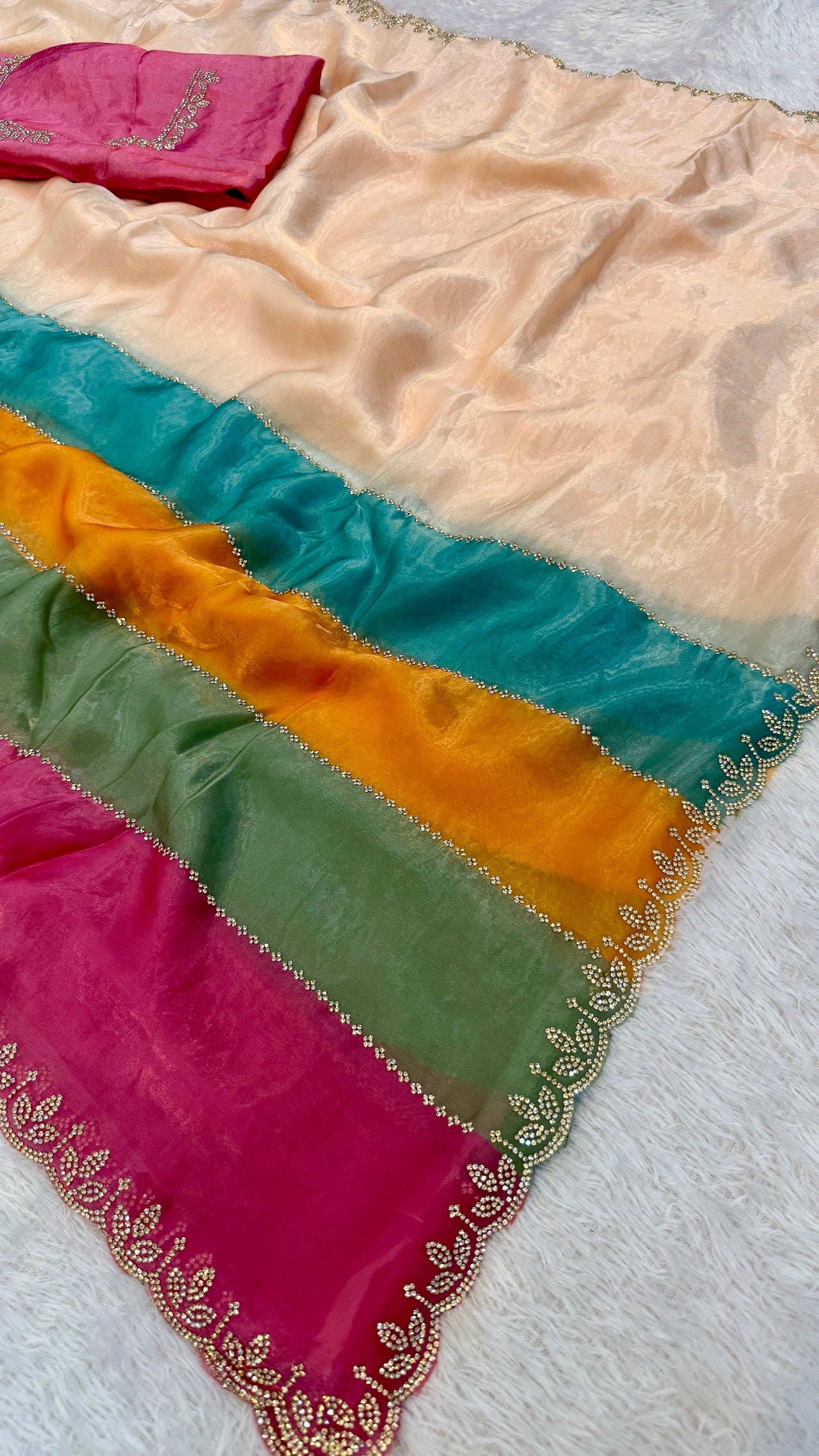 Luxurious Tri-Shade Cocktail Saree