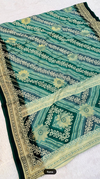Floral Lehariya Saree