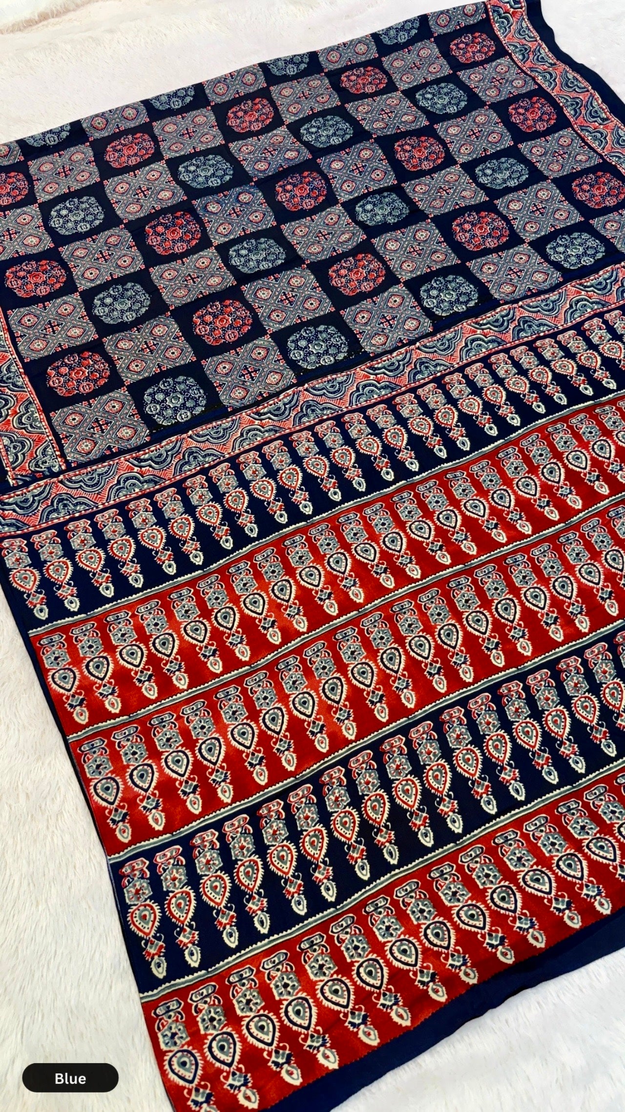 Kutch Kala Ajrakh Saree (Best Seller)