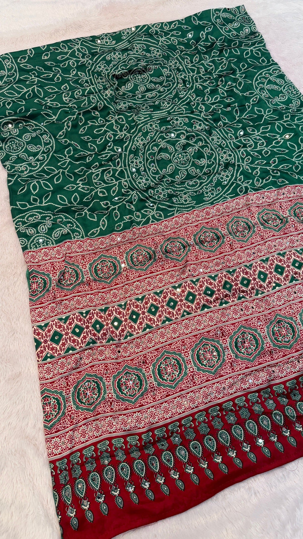 Bandhani Ajrakh With 500+ Real Mirror Saree Vol.02