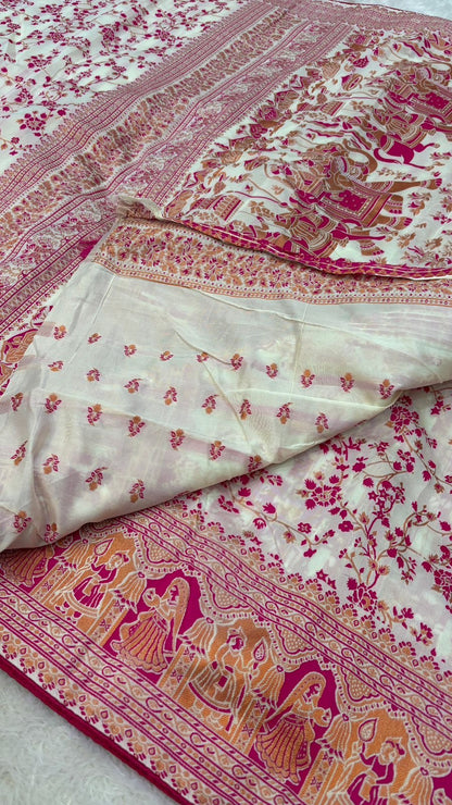 Soft Silk Rajwadi Saree (Pashmina Designe) :- RANI COLOR