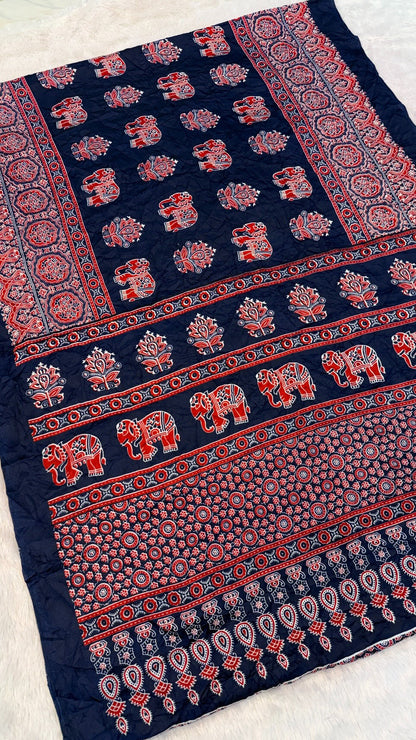 Airawar Ajrakh Crush Saree