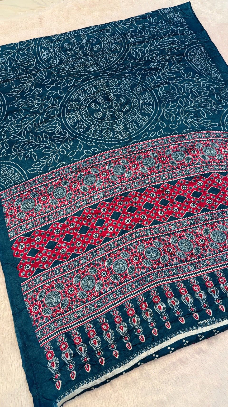 Ajrakh Bandhani Crush Saree