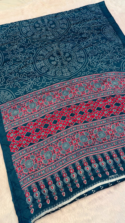Ajrakh Bandhani Crush Saree