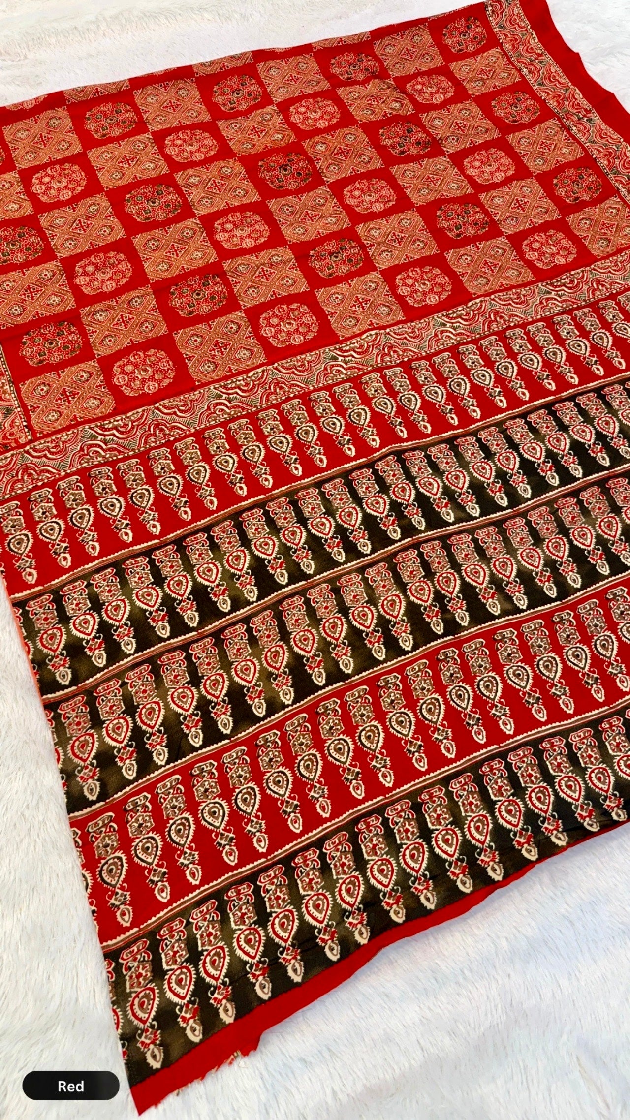 Kutch Kala Ajrakh Saree (Best Seller)