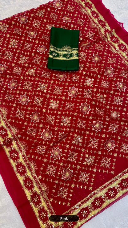 Heavy Vintage Gharchola Saree with Sequence Work