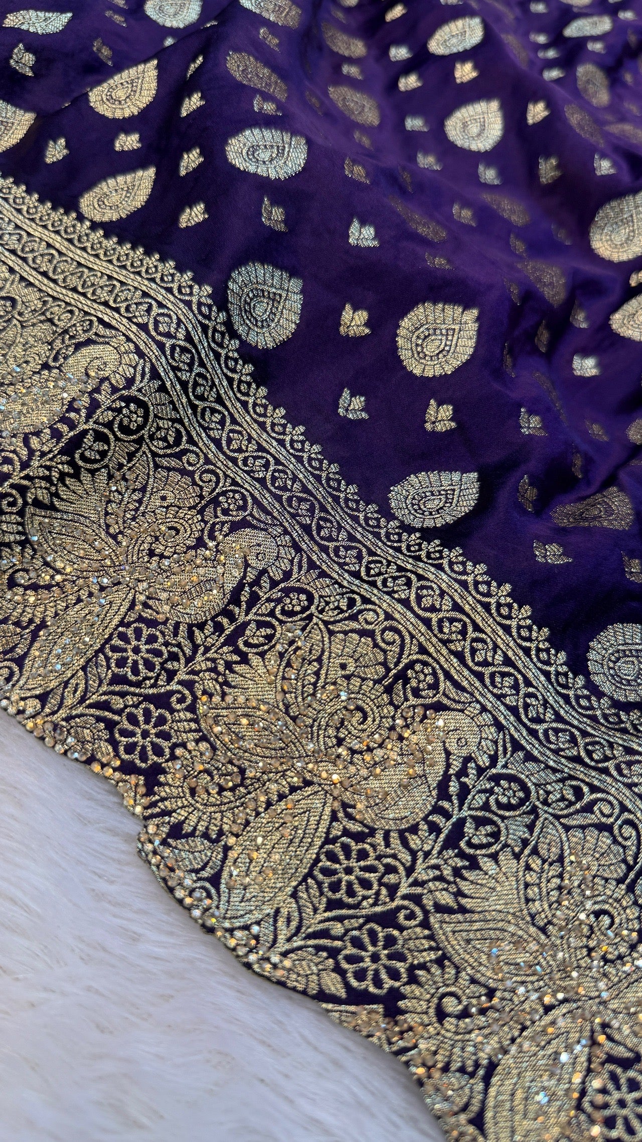 Pure Banarasi Swarovski Work Saree (Purple)