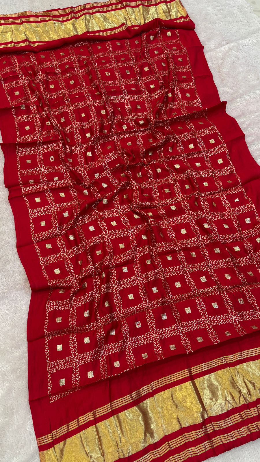 Sequence Work Duppta with Lagadi Patta (Red)