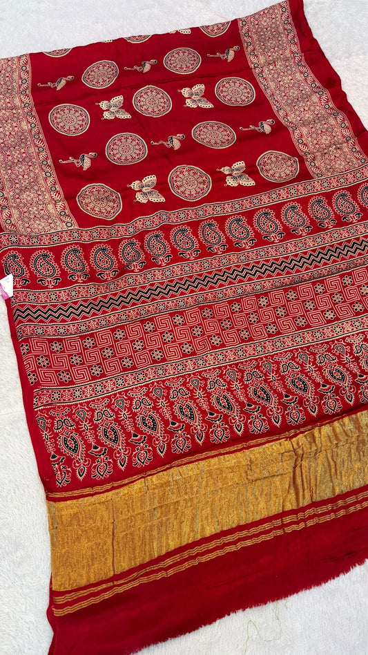 Hand Ajrakh Saree SALE : 22