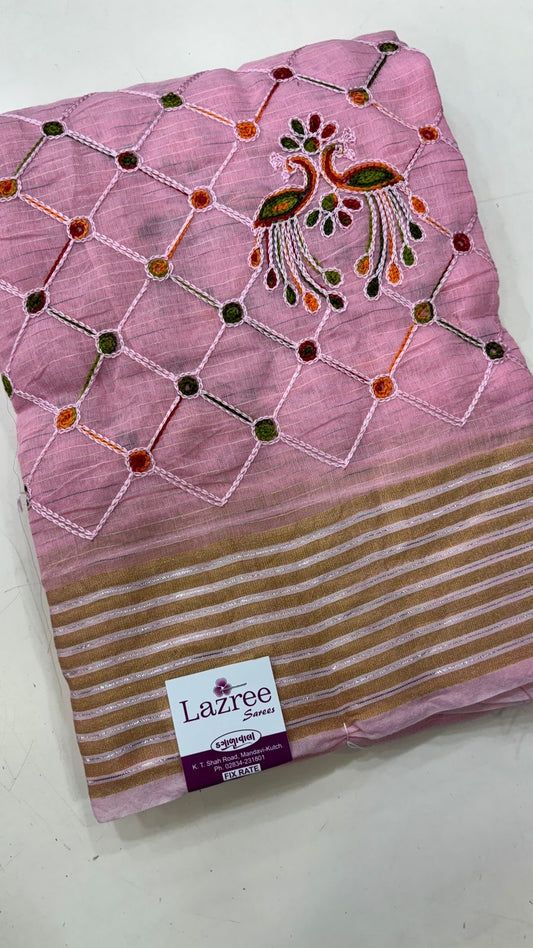 Embroidery Work Cotten Saree ( Morni)