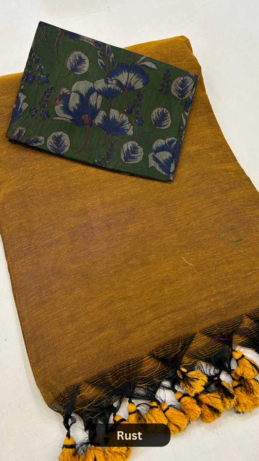 Handloom Summer Saree - Rust