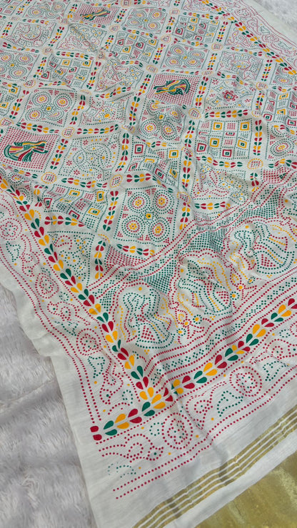 Kutchi Duppta with Lagdi Patta - White