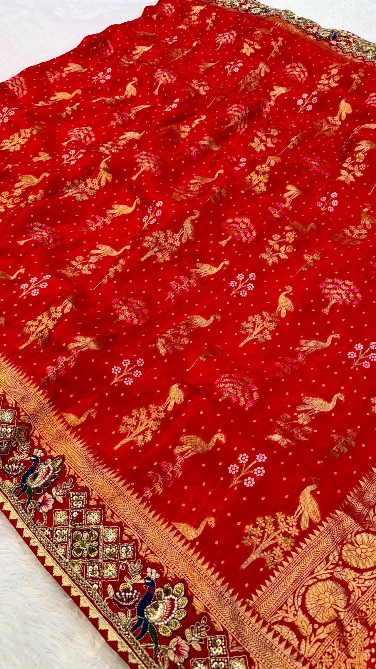 Laal Pari - The Handloom Atelier Handwork Saree (Mayur Vatika)