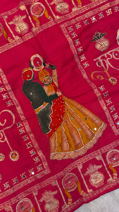 Real Handwork Karva Chauth Saree - Pink