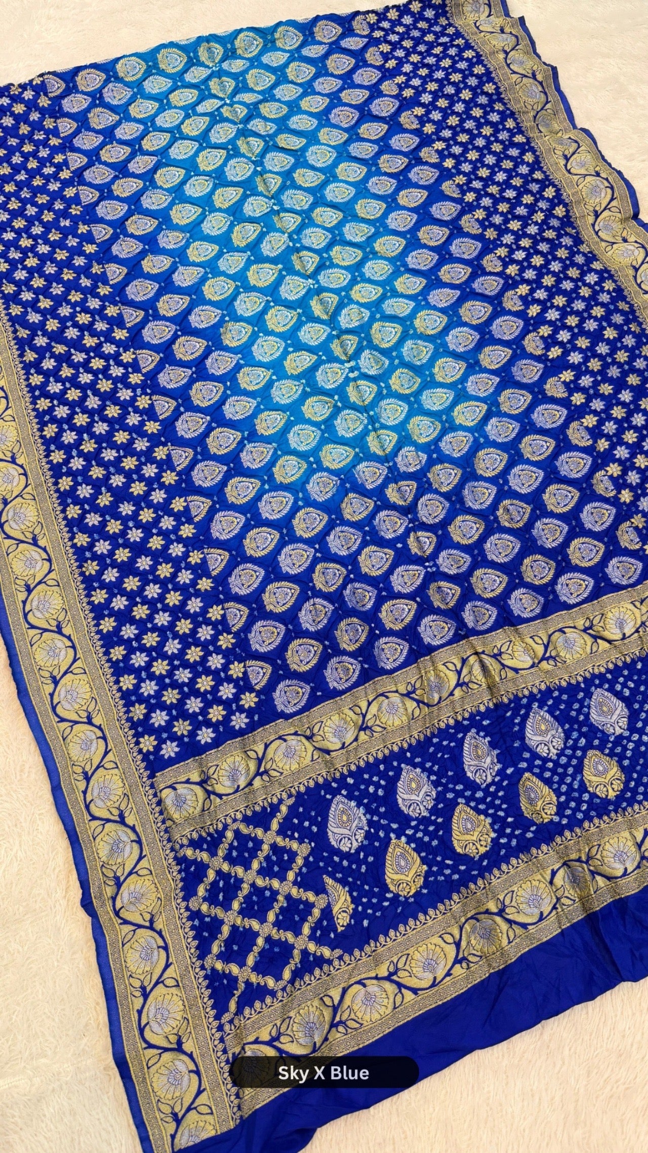 Heeramandi Hand Bandhej Saree (Gold-Silver Weaving)