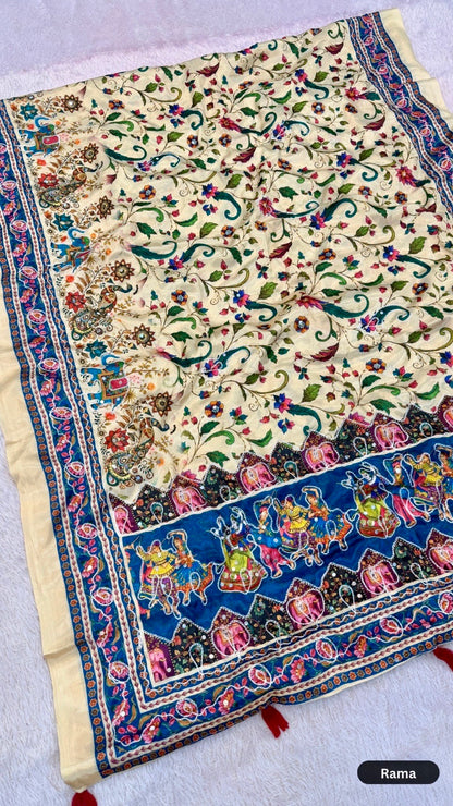 Shahi Bagicha Kalamkari Saree - Mirror Work