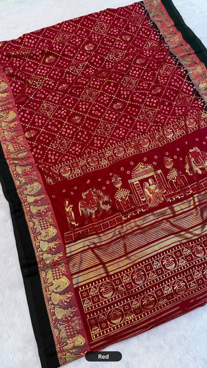 Gharchola Bandhej Rajawadi Saree