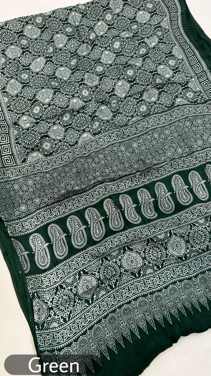 Pure Modal Silk Ajrakh Saree Vol.3