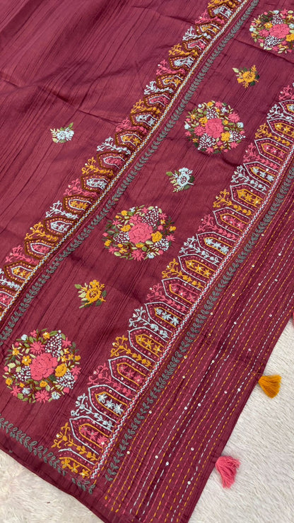 Hand Boutique French Knot Unn Work Saree (Vol.11)