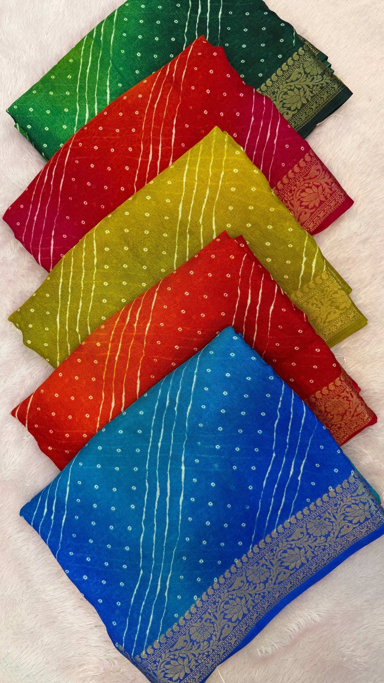 Chiffon Multi Lehariya Saree - Festive Special