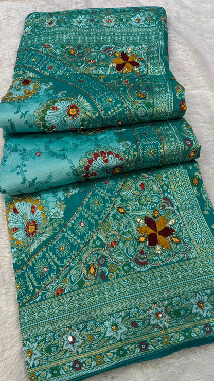 Antique Work, Marriage Season Saree (Morpichi)