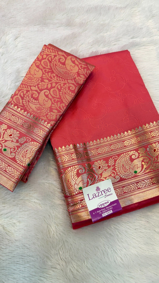 Plain Banarasee Saree with Heavy Blouse (3)