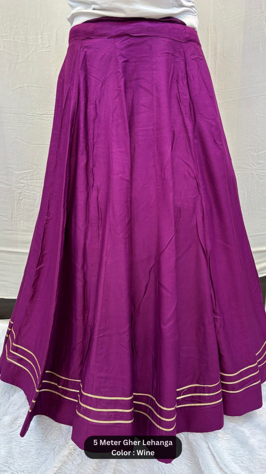 Plain Lehanga with Border (5 Meter Gher)