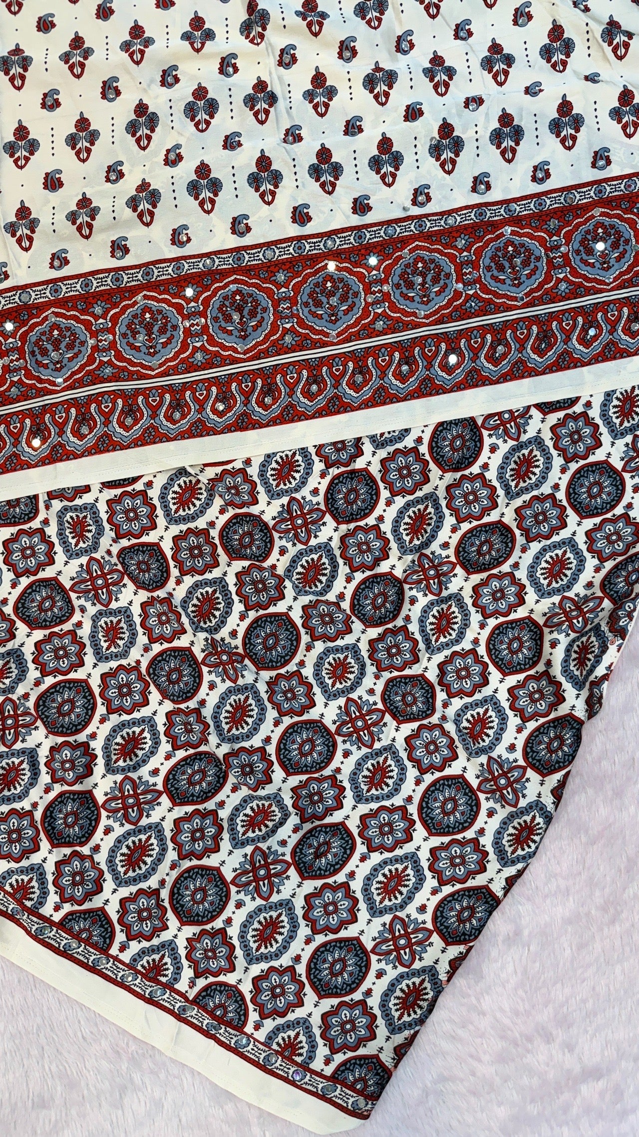 “Sheesha” Ajrakh 500+ Real Mirror Saree