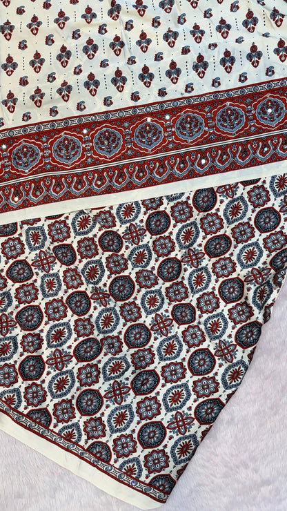 “Sheesha” Ajrakh 500+ Real Mirror Saree
