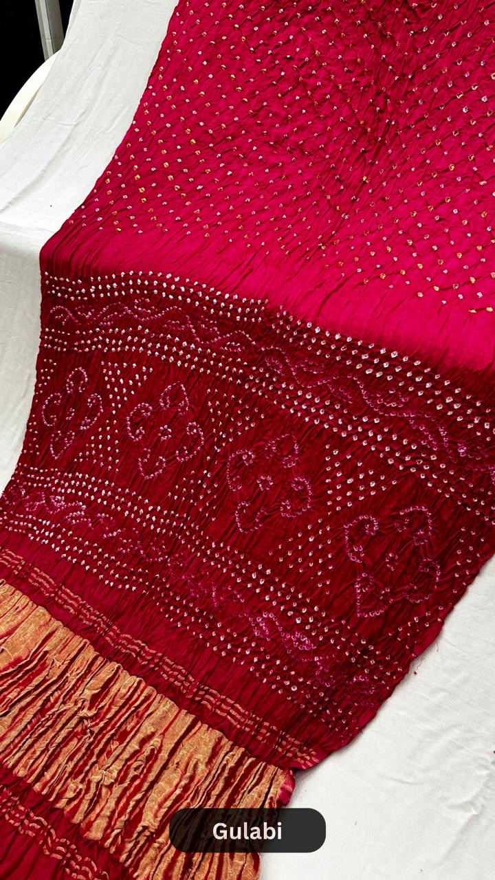 Pure Gaji Hand Bandhej Saree (Model Silk)