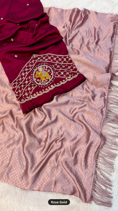 Party Wear Saree With Handwork Blouse